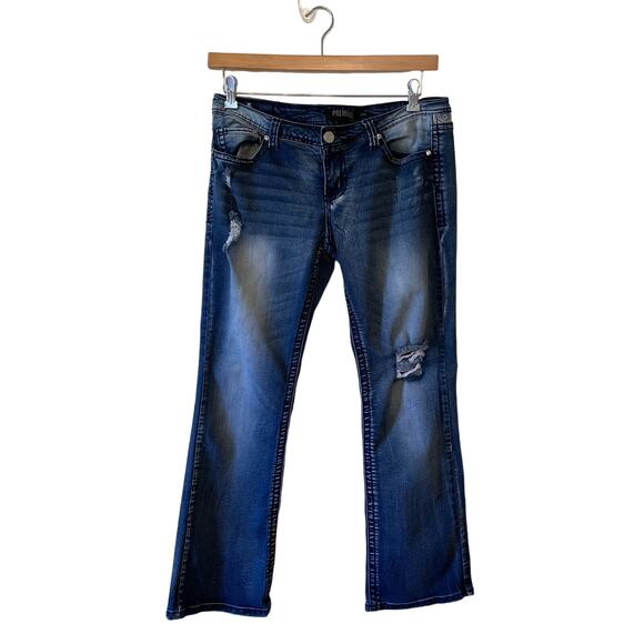 PREMIERE by Rue 21 9/10 blue Jean denim SLIM BOOT cut Victorian boho punk rock - Picture 1 of 7